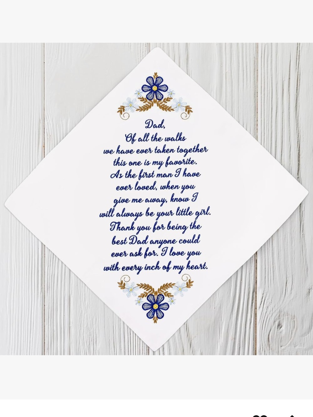Personalized 'Dad' Handkerchief with Blue Floral Embroidery